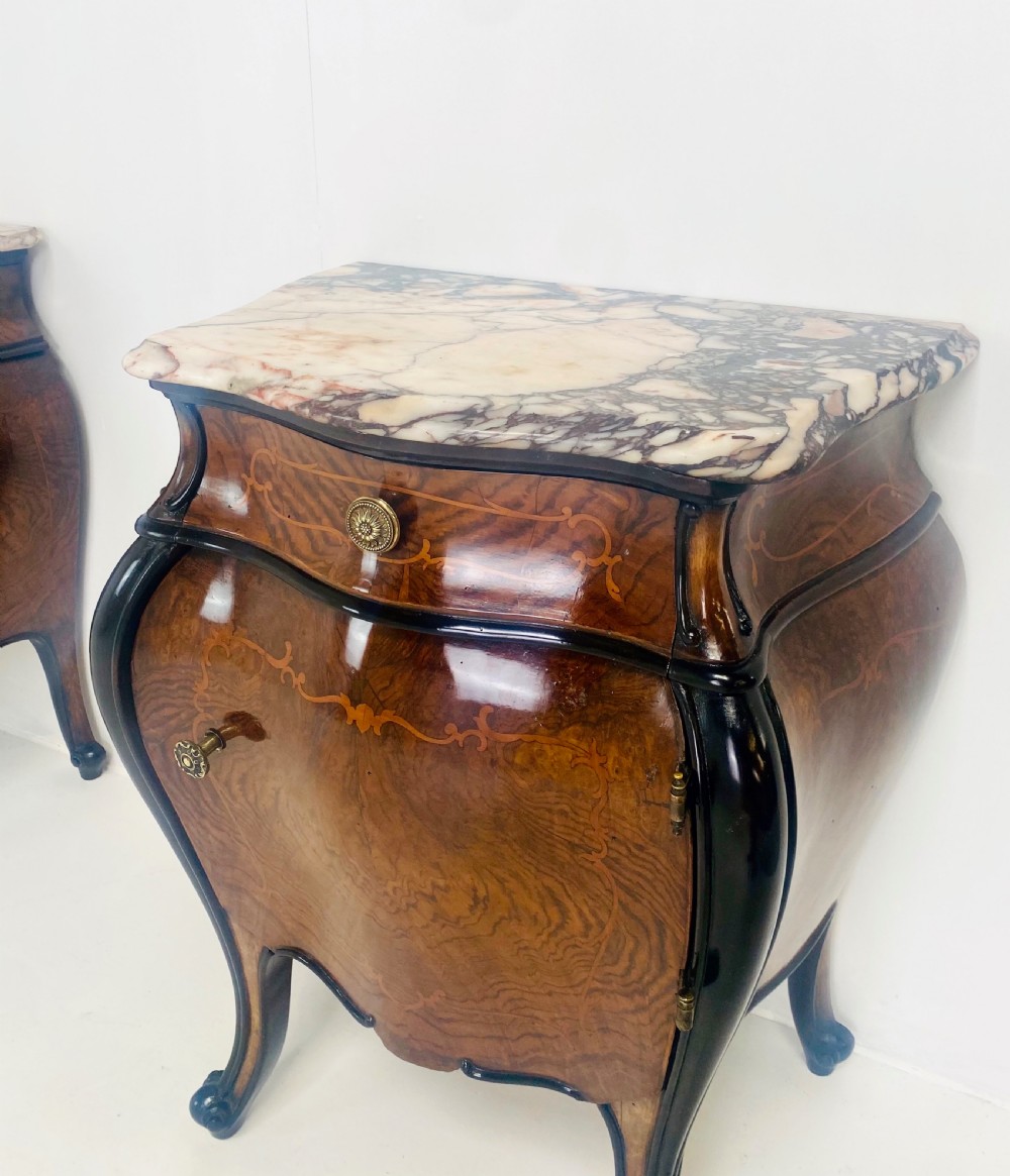 Pair of Italian Bombay Walnut Nightstands View III