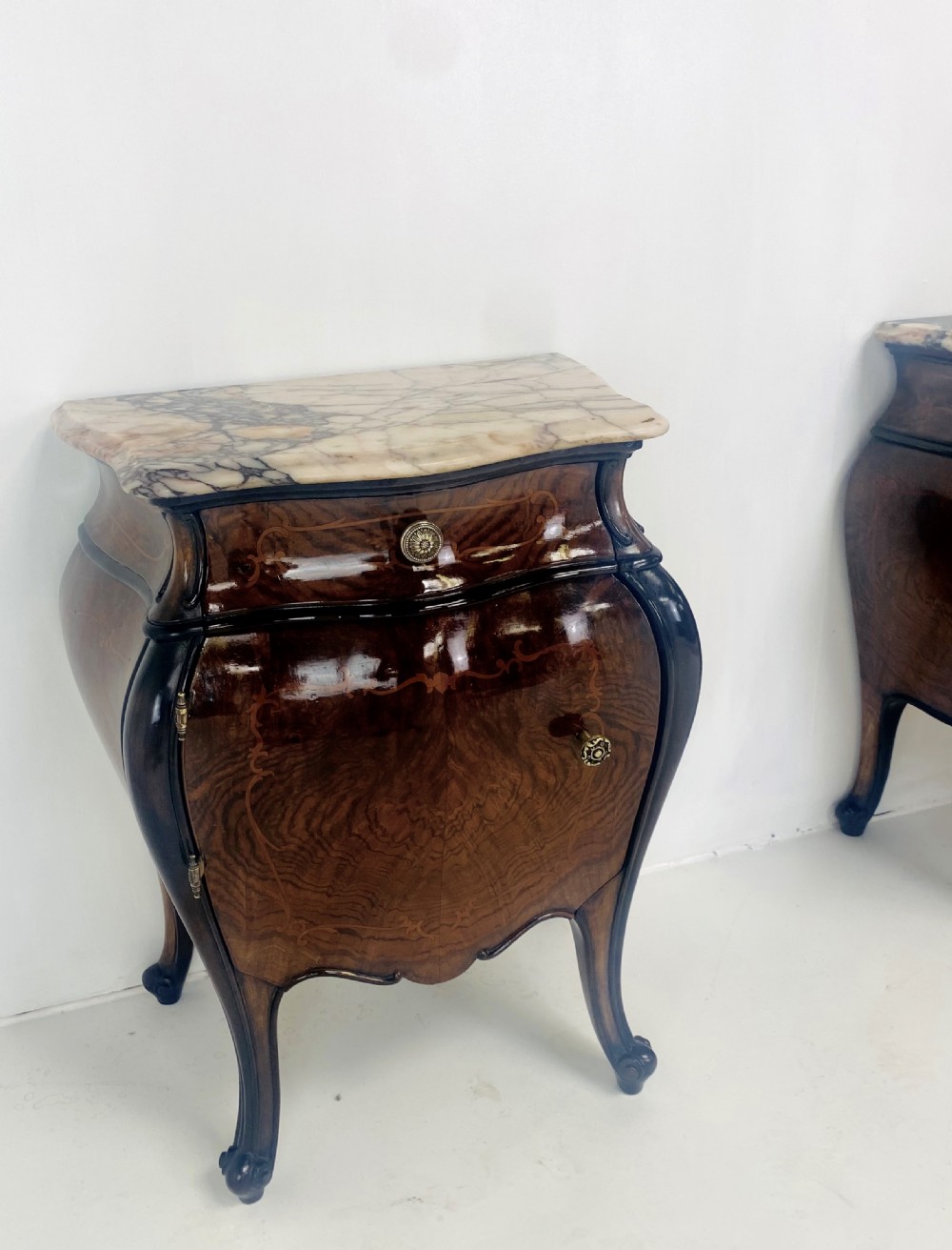 Pair of Italian Bombay Walnut Nightstands View IV