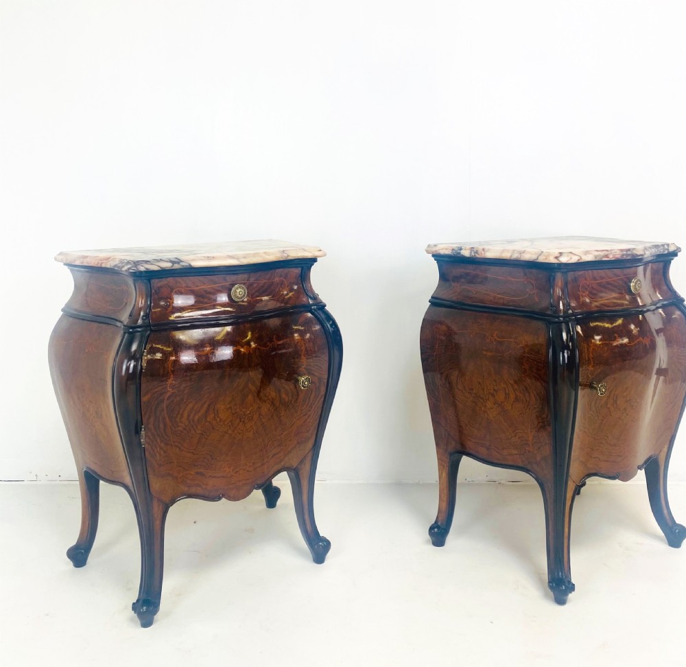 Pair of Italian Bombay Walnut Nightstands View V