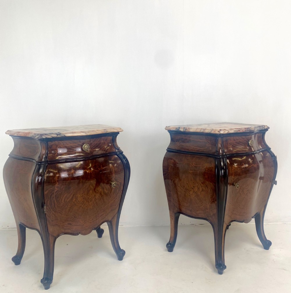 Pair of Italian Bombay Walnut Nightstands View VI