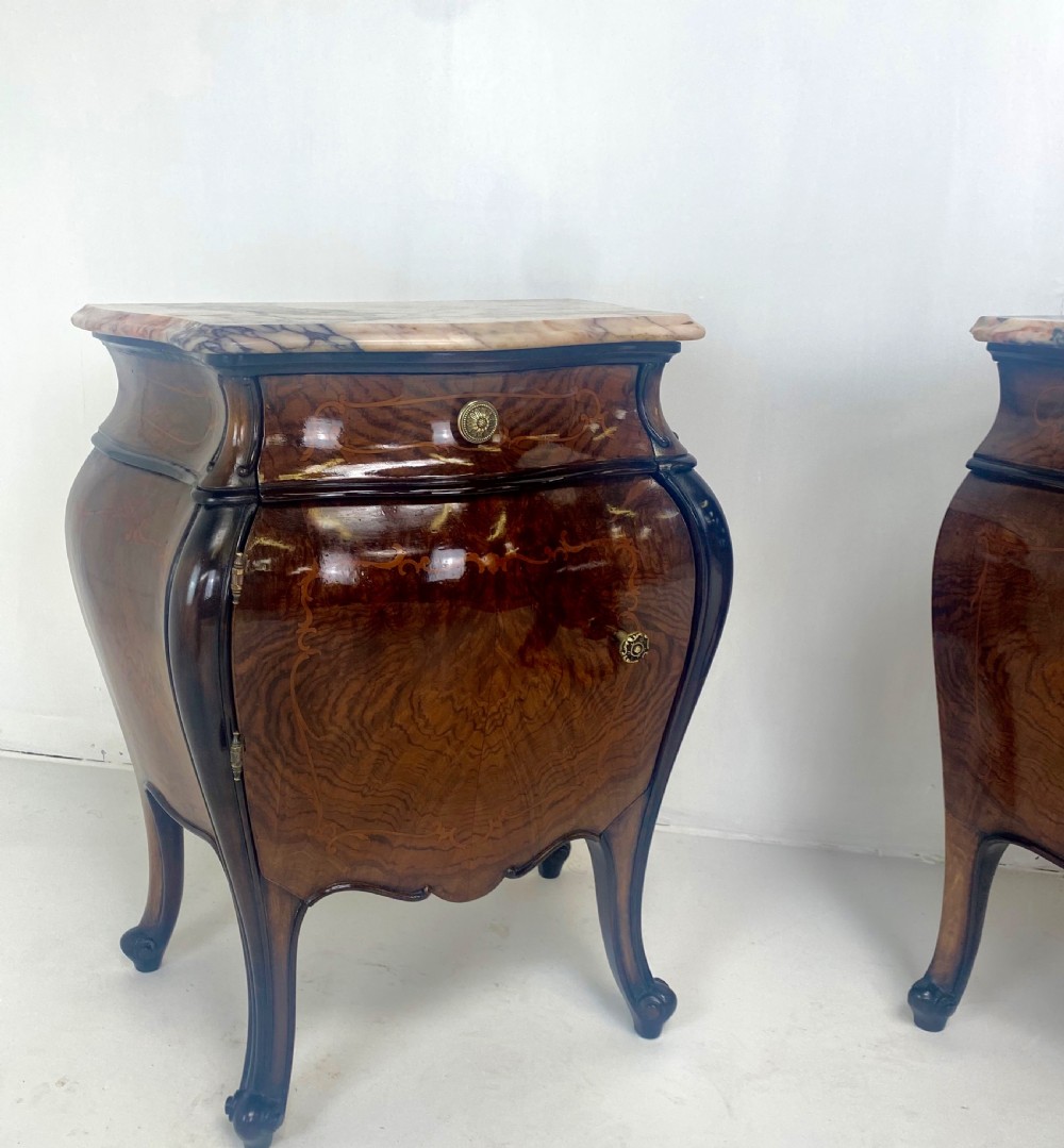 Pair of Italian Bombay Walnut Nightstands View VII