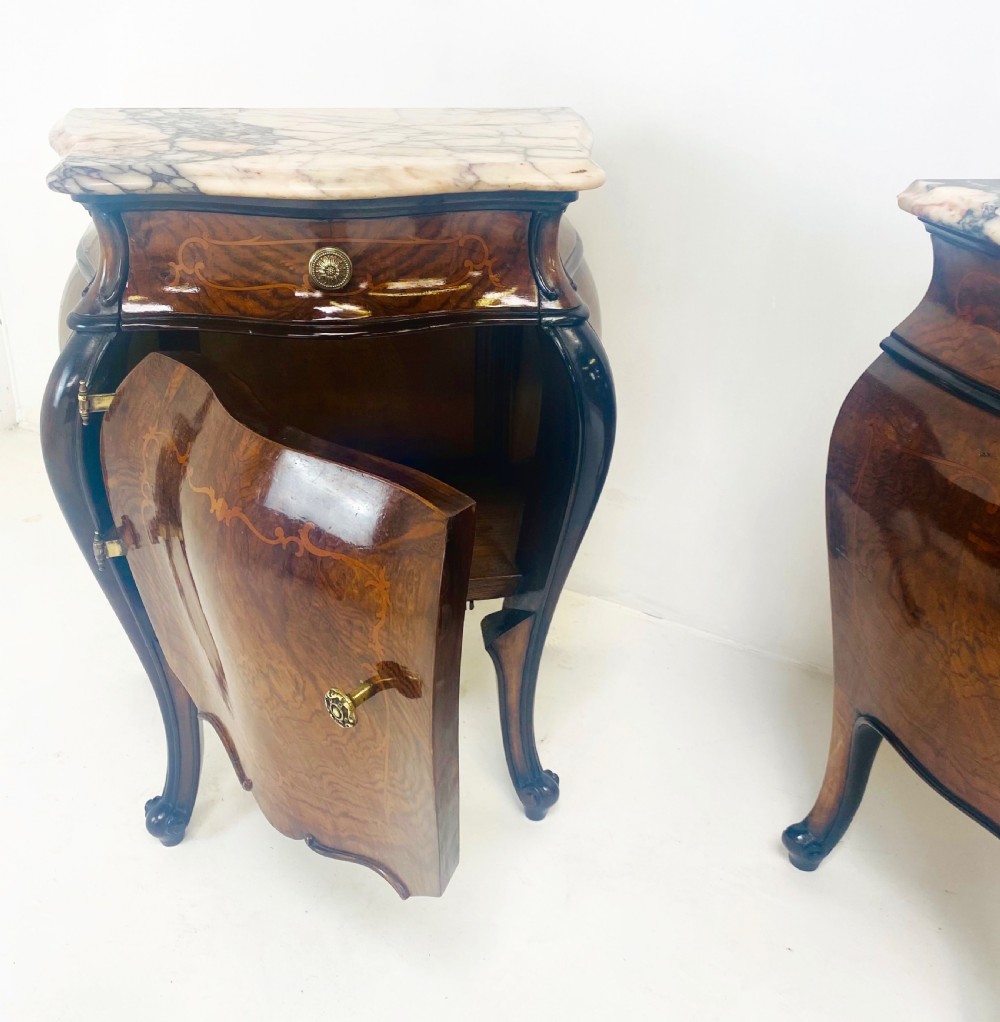 Pair of Italian Bombay Walnut Nightstands View IX