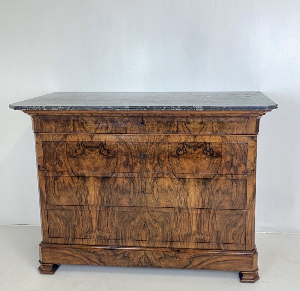 French Walnut Marble top Commode View II