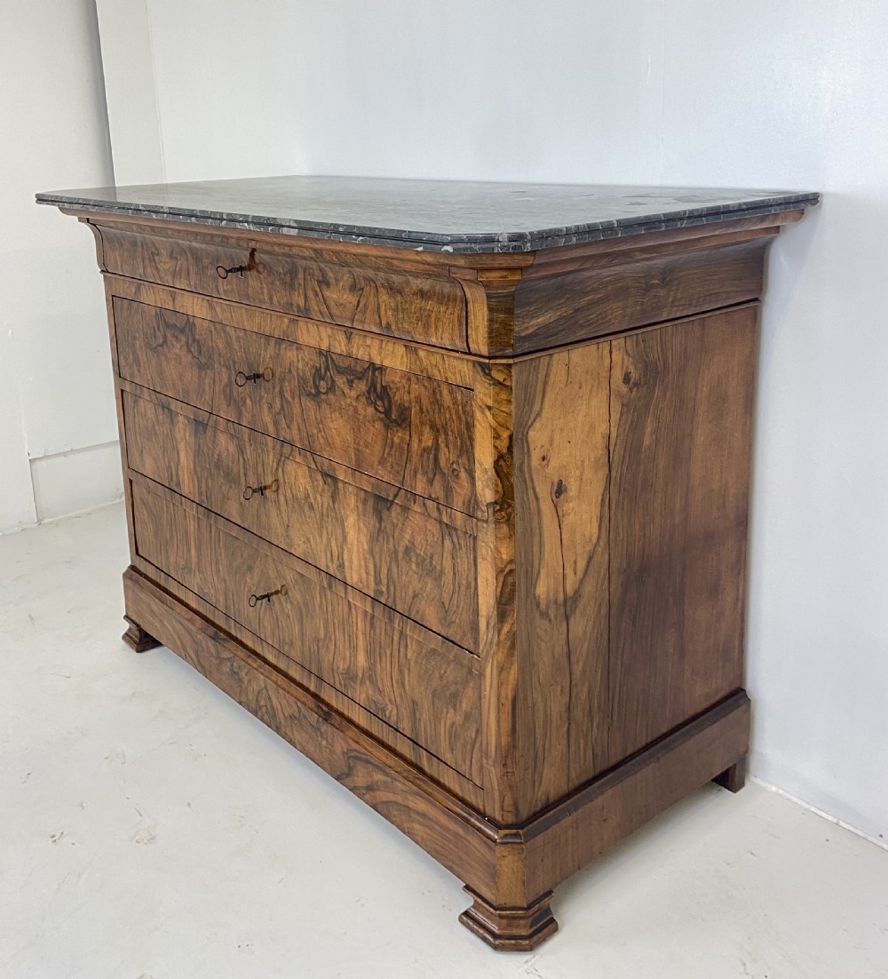 French Walnut Marble top Commode View III