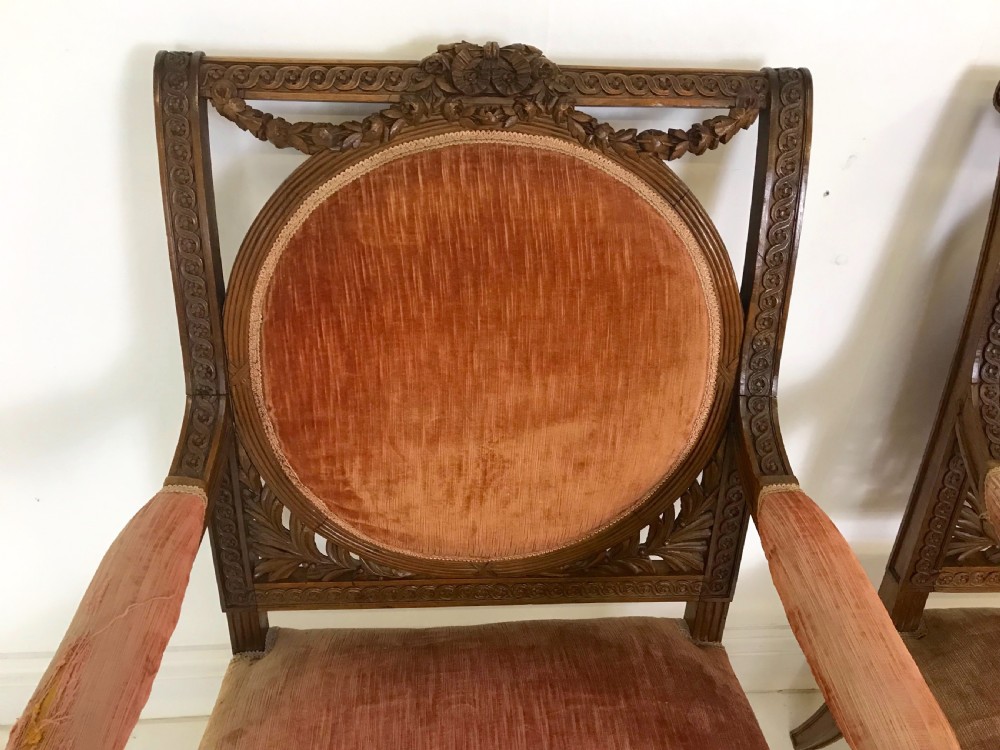 Pair of Large French Walnut Armchairs  View IV