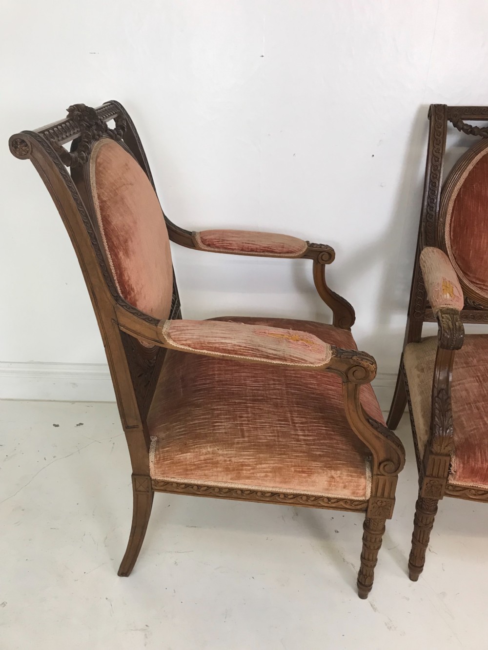 Pair of Large French Walnut Armchairs  View VI