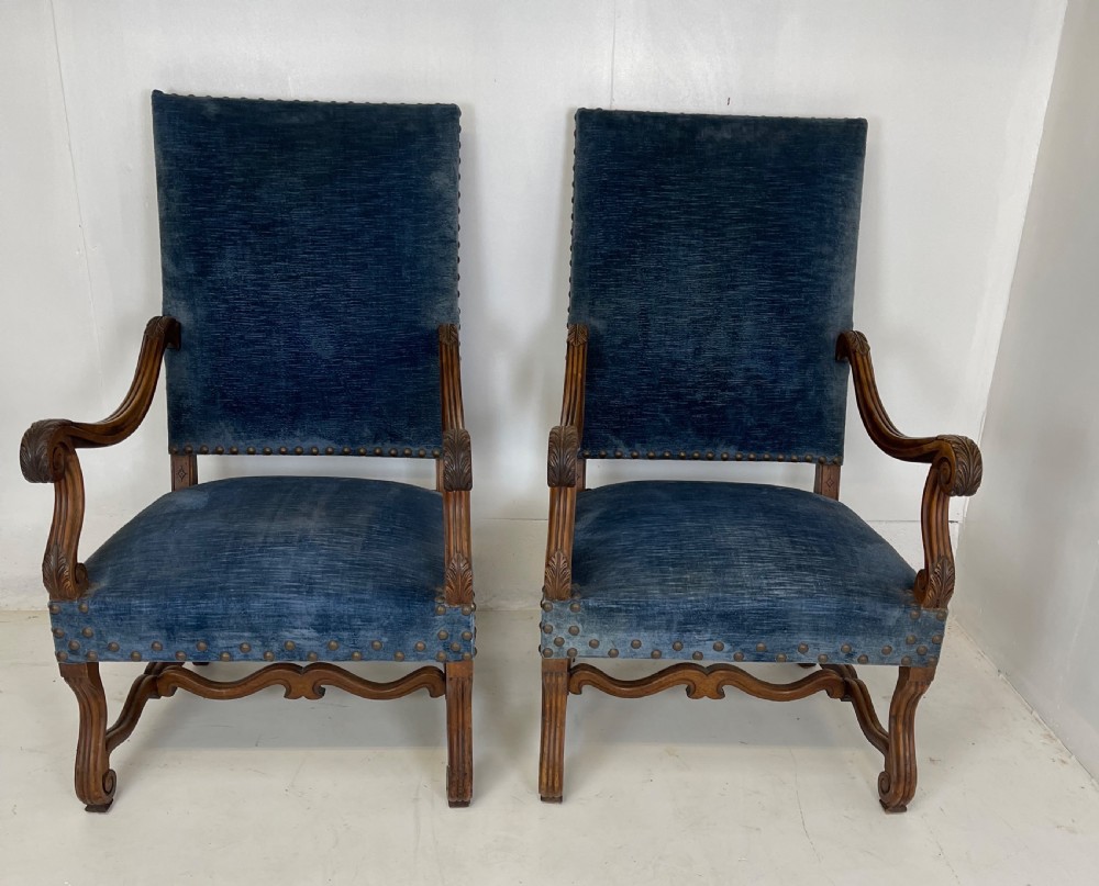 Pair of French Walnut Armchairs  View II