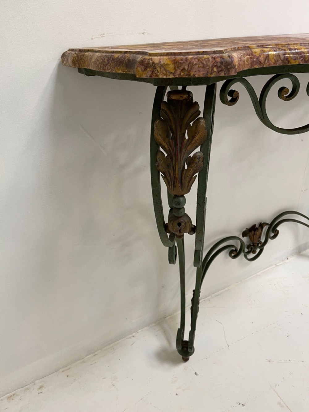 Wrought Iron Console table with marble top  View III