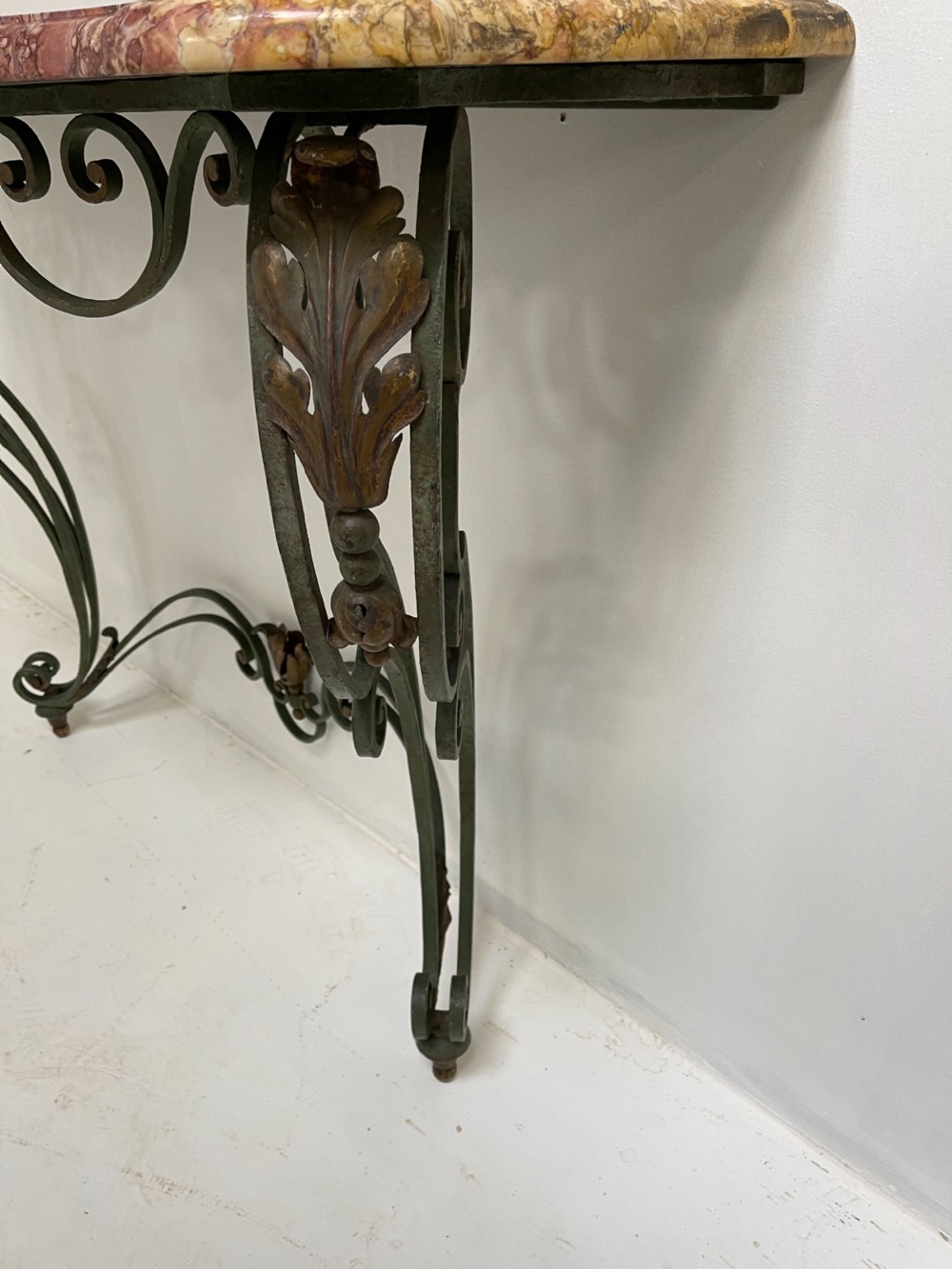 Wrought Iron Console table with marble top  View V