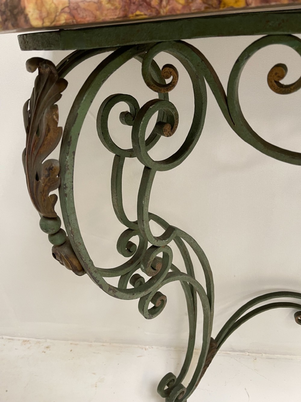 Wrought Iron Console table with marble top  View VI