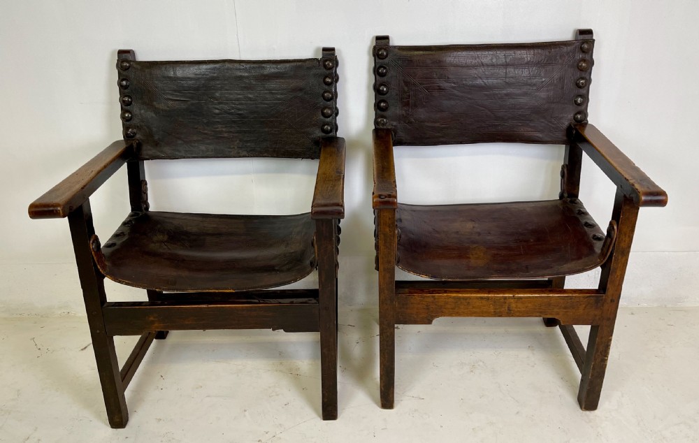 Two 17 th century Spanish walnut Armchairs 
