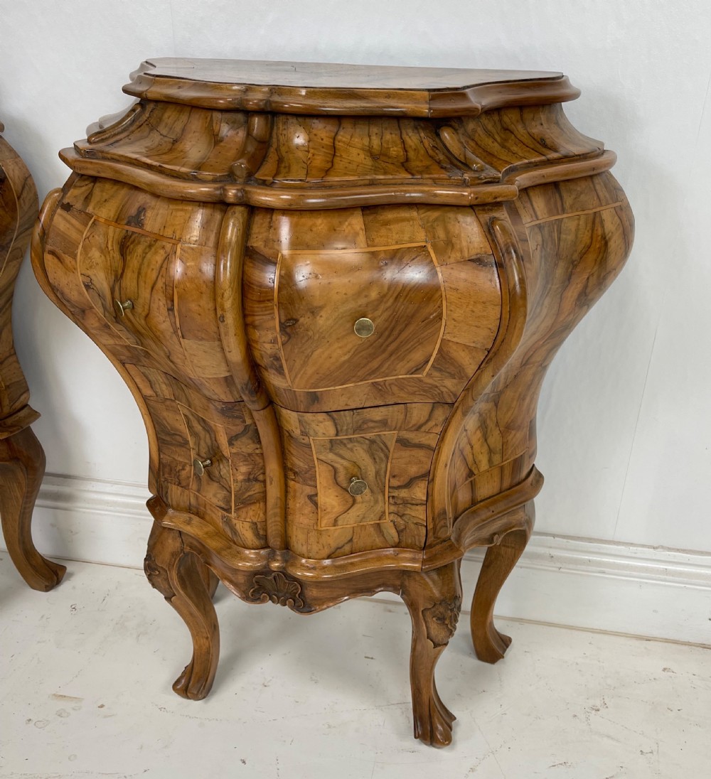 Pair Of Italian Walnut small commodes or Nightstands 