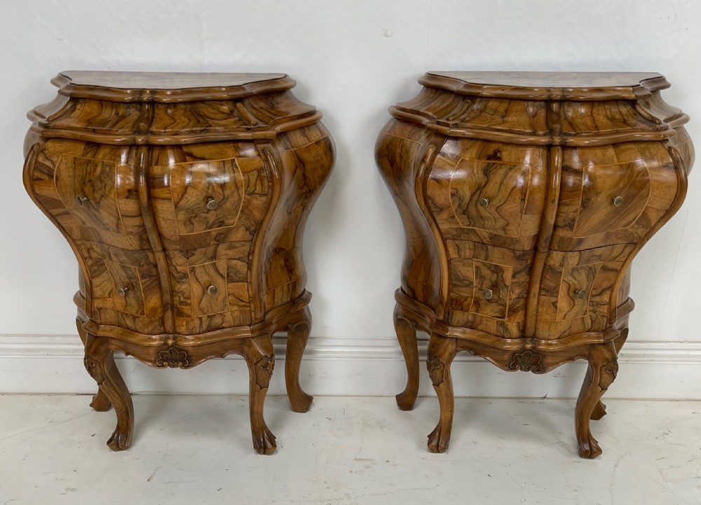 Pair Of Italian Walnut small commodes or Nightstands  View II