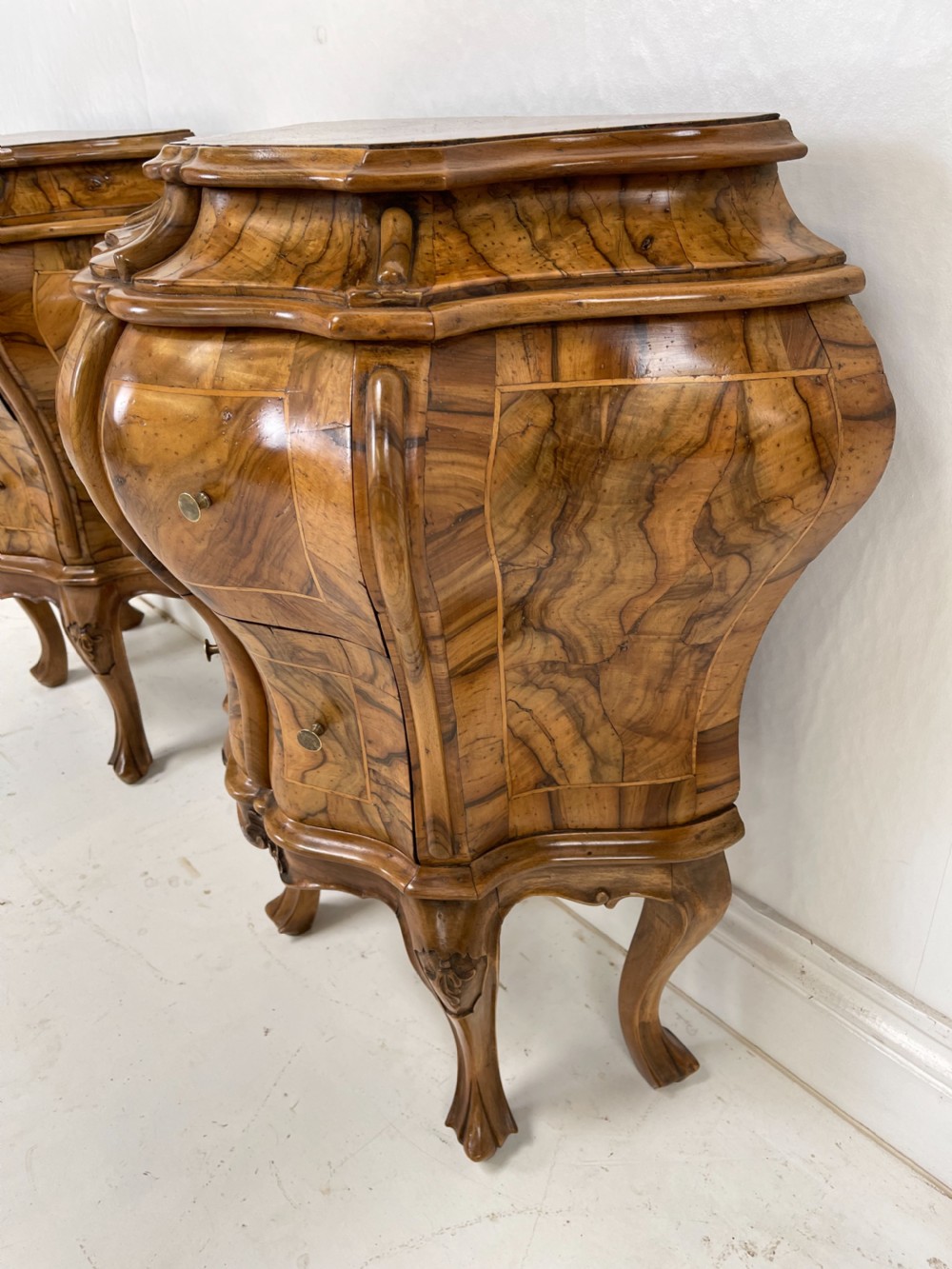 Pair Of Italian Walnut small commodes or Nightstands  View V