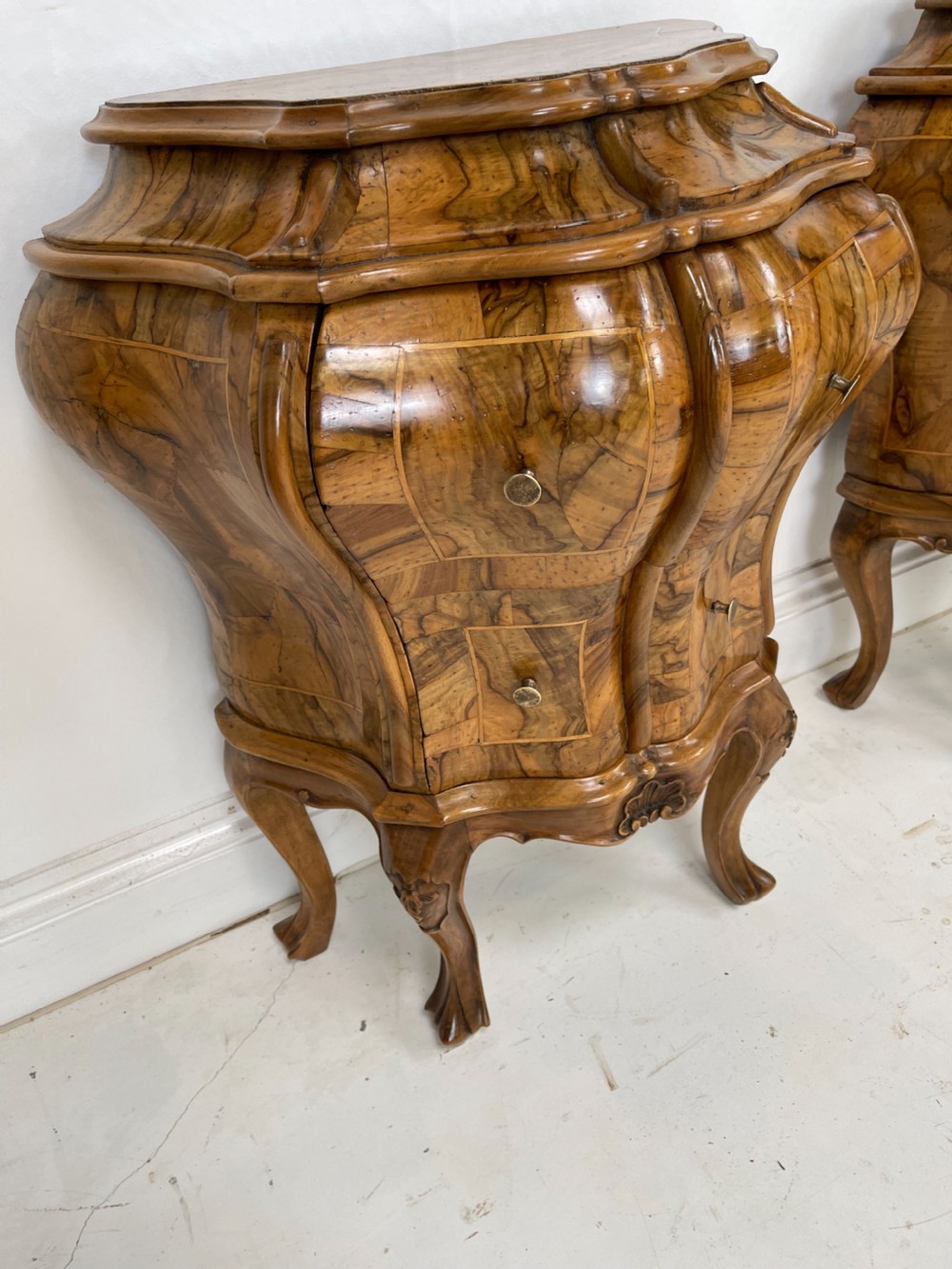 Pair Of Italian Walnut small commodes or Nightstands  View XI