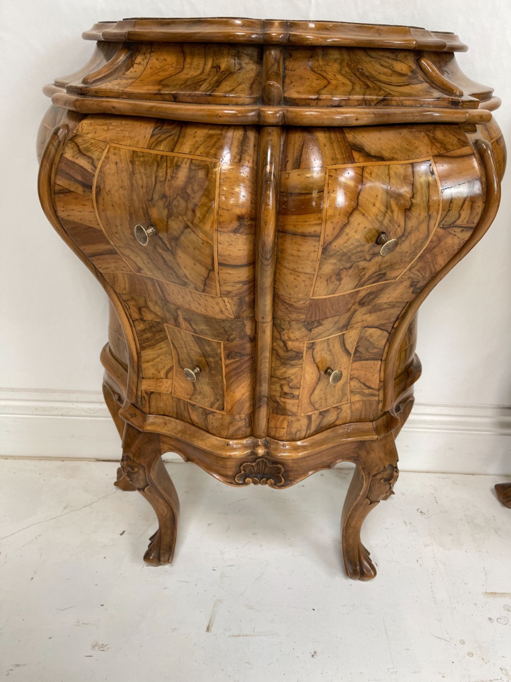 Pair Of Italian Walnut small commodes or Nightstands  View XII