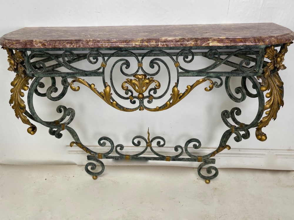 French marble top console gilded Metal 