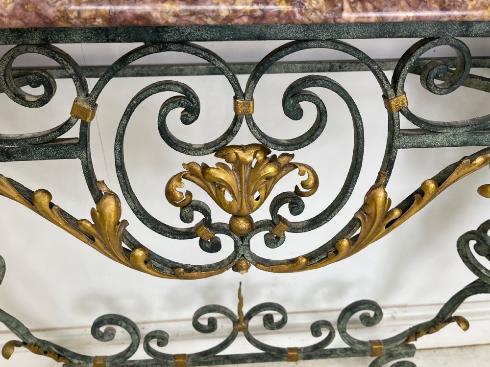 French marble top console gilded Metal  View II