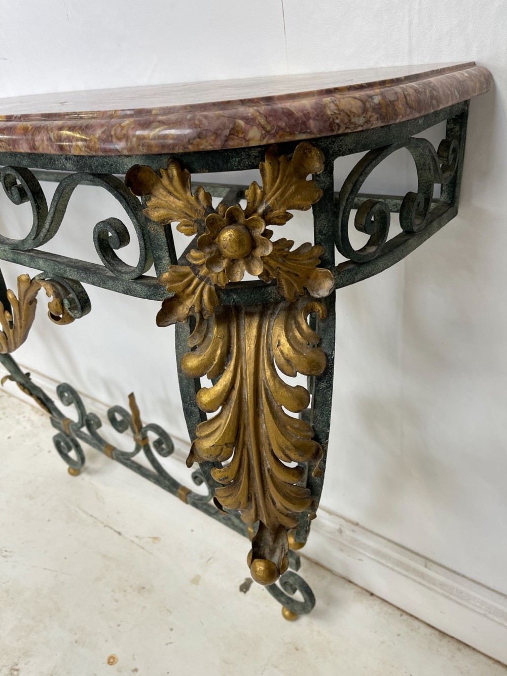 French marble top console gilded Metal  View V