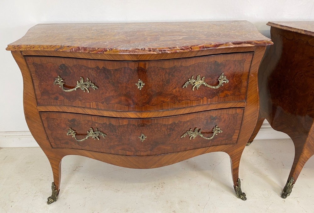 Pair of walnut Italian commodes  View II