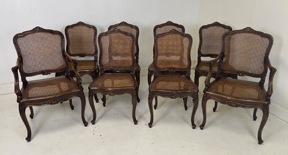 Set Of 8 French cane back chairs 