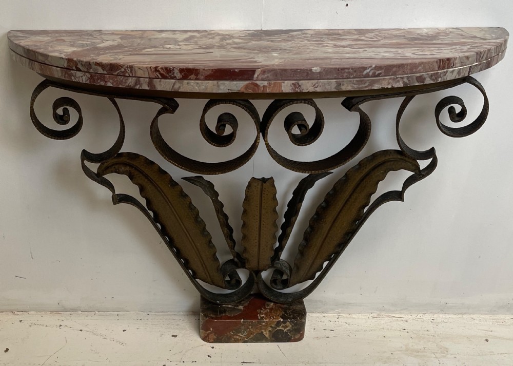Art Deco Wrought Iron Console Table 