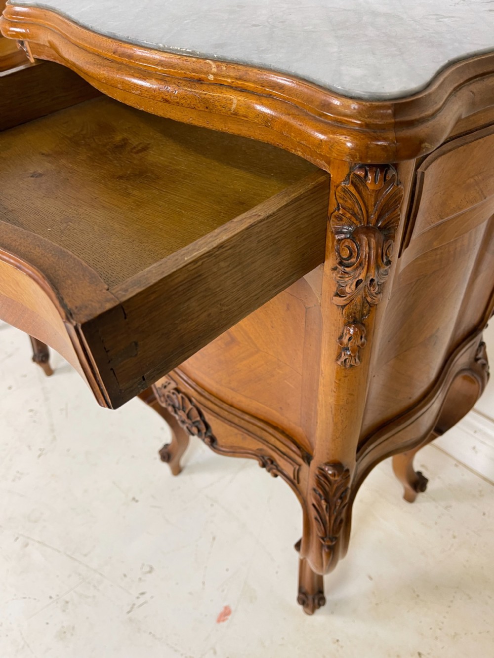 Pair Of French Walnut Nightstands  View XI