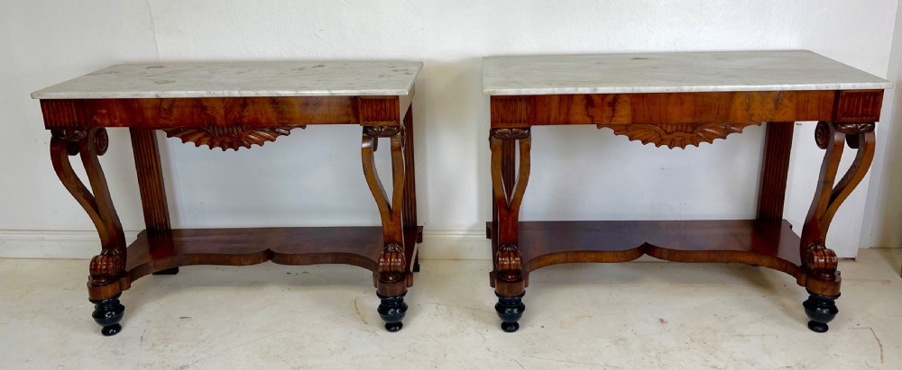 A Fine Pair Of walnut Italian Console Tables 