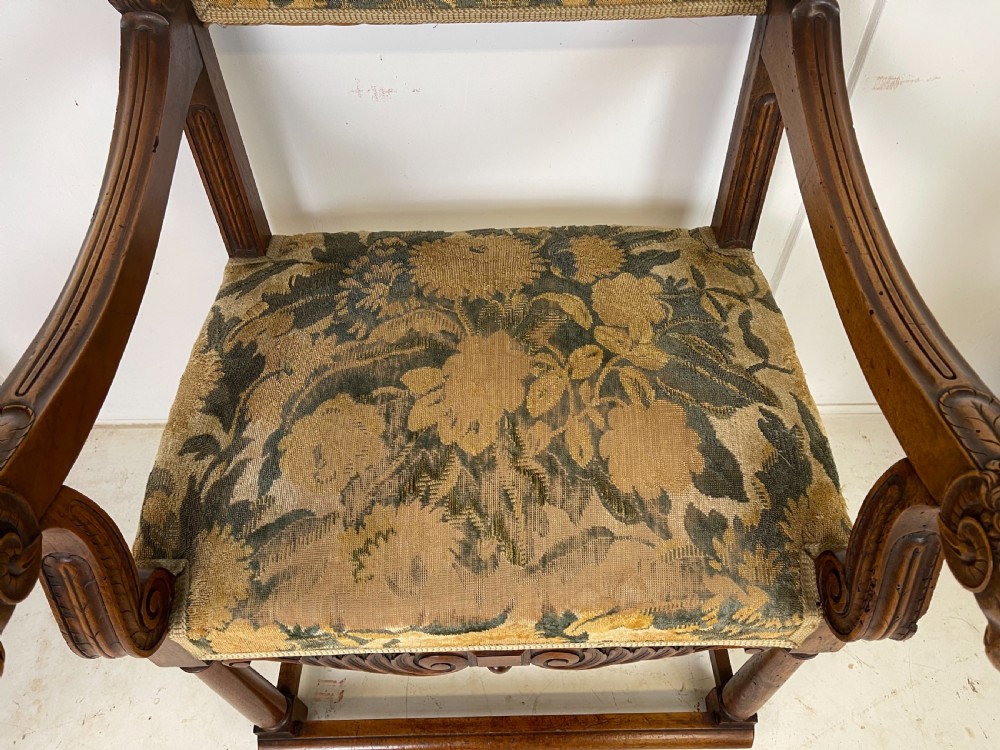 Pair Of French Walnut Armchairs With Rams Heads  View VII