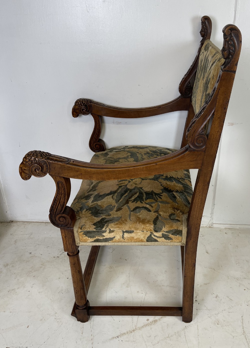 Pair Of French Walnut Armchairs With Rams Heads  View X