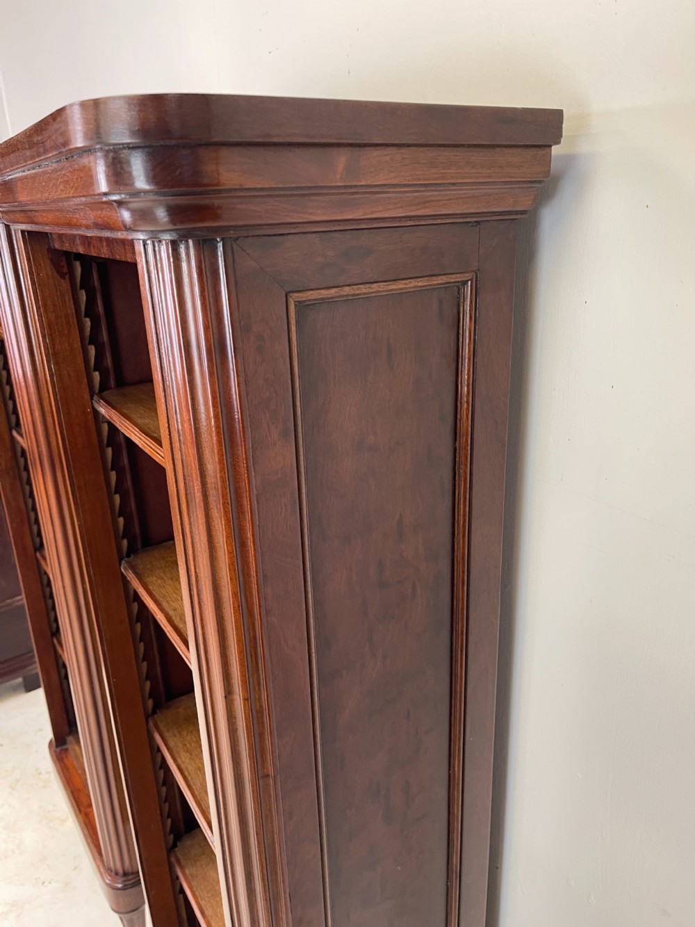 Pair of Plum pudding Mahogany bookcases  View III