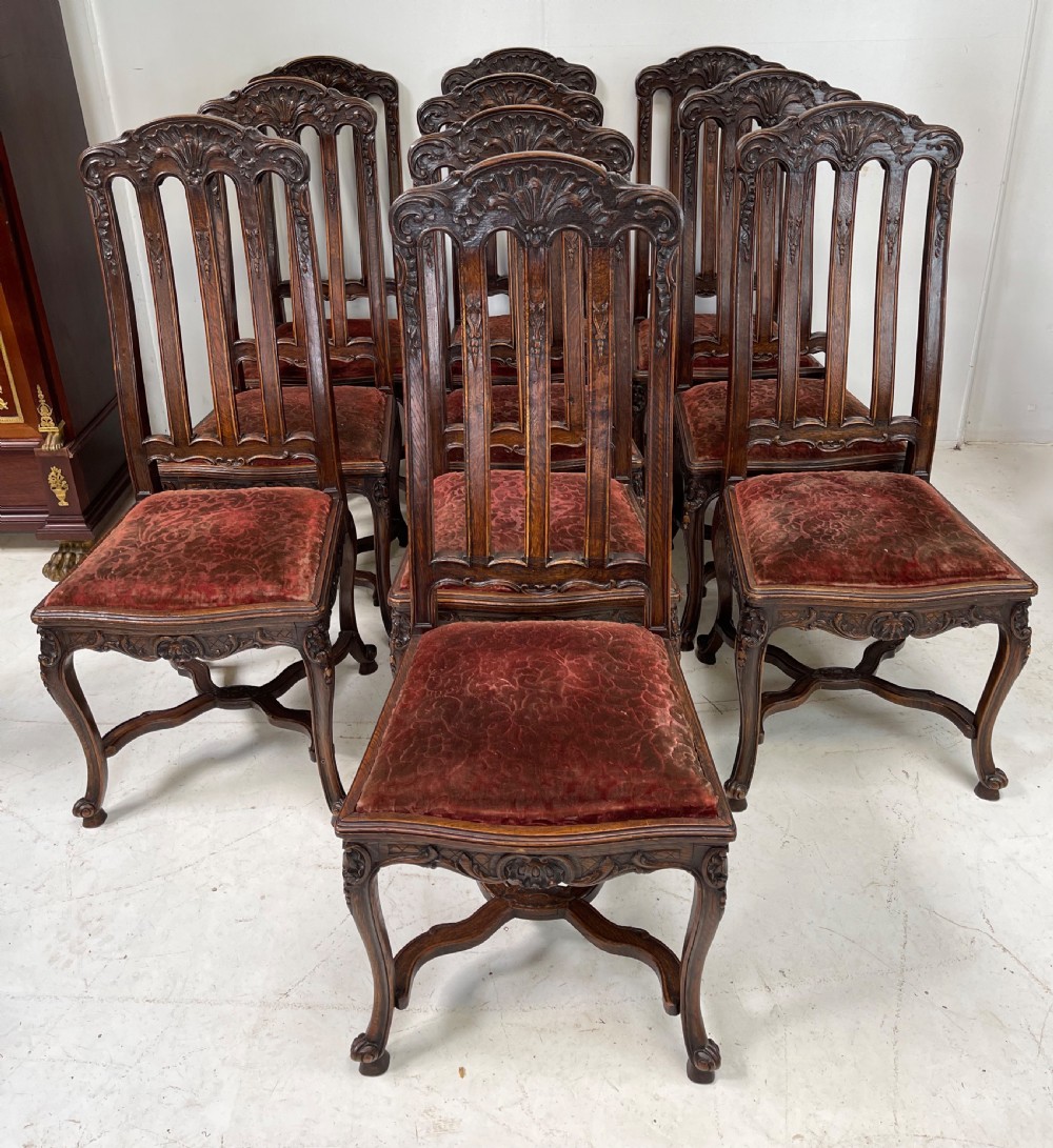 Set 10 Oak Chairs 
