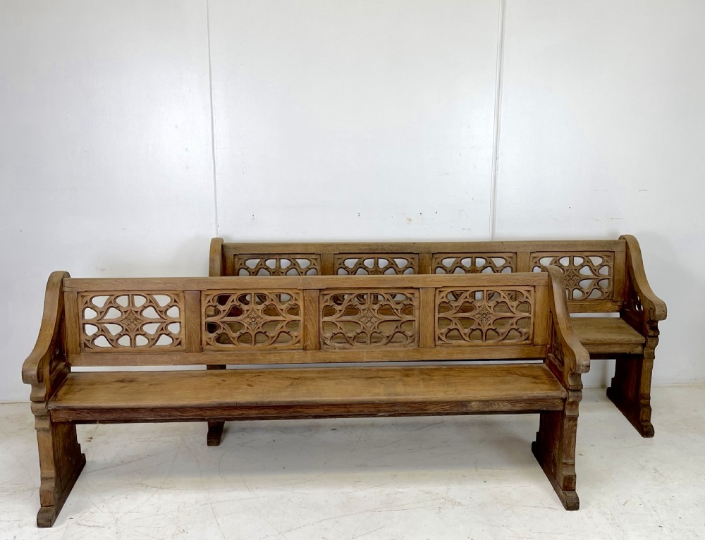 Pair of Victorian Gothic Benches
