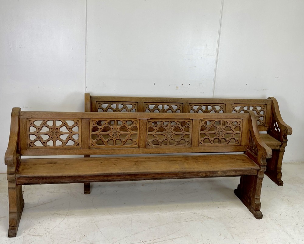 Pair of Victorian Gothic Benches View III