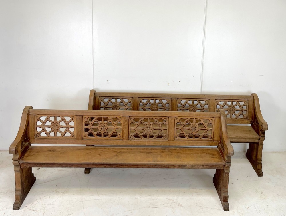 Pair of Victorian Gothic Benches View IV