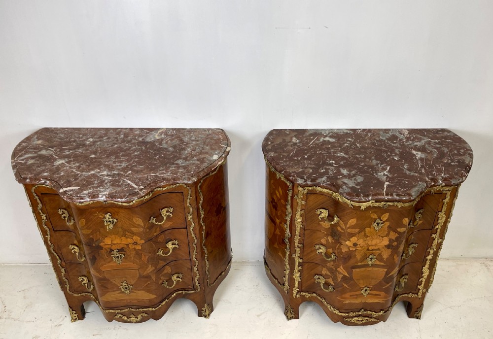 Pair of Marquetry Commodes View X