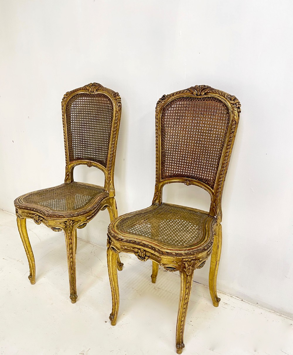 Pair of French Gilt Side chairs View II