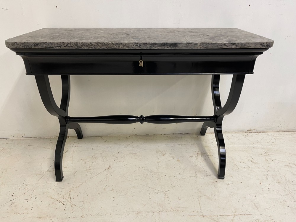 A French empire console table with marble top  View V