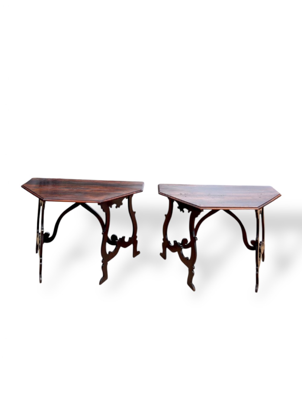 Pair of 18th Century Italian Walnut Console Tables