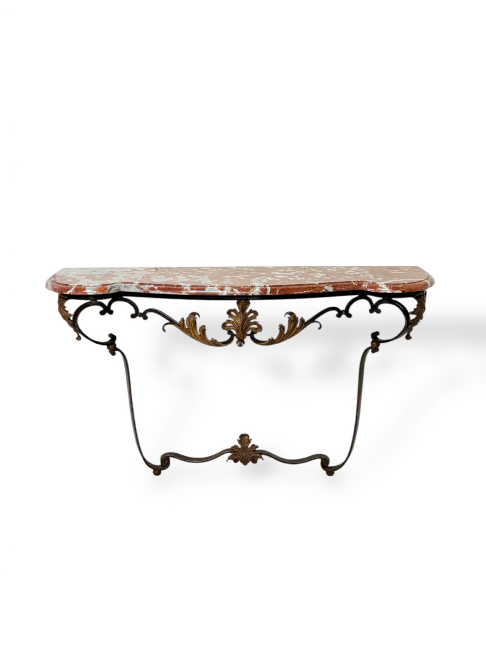 Marble top Louis XV style Console table in Wrought Iron View III