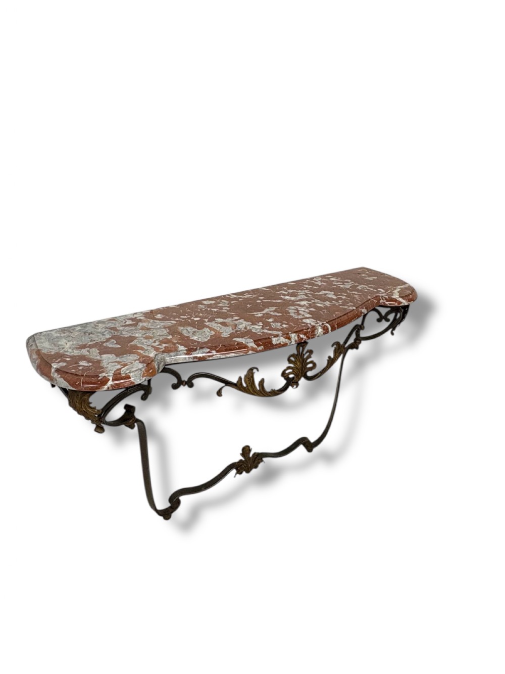Marble top Louis XV style Console table in Wrought Iron View IX