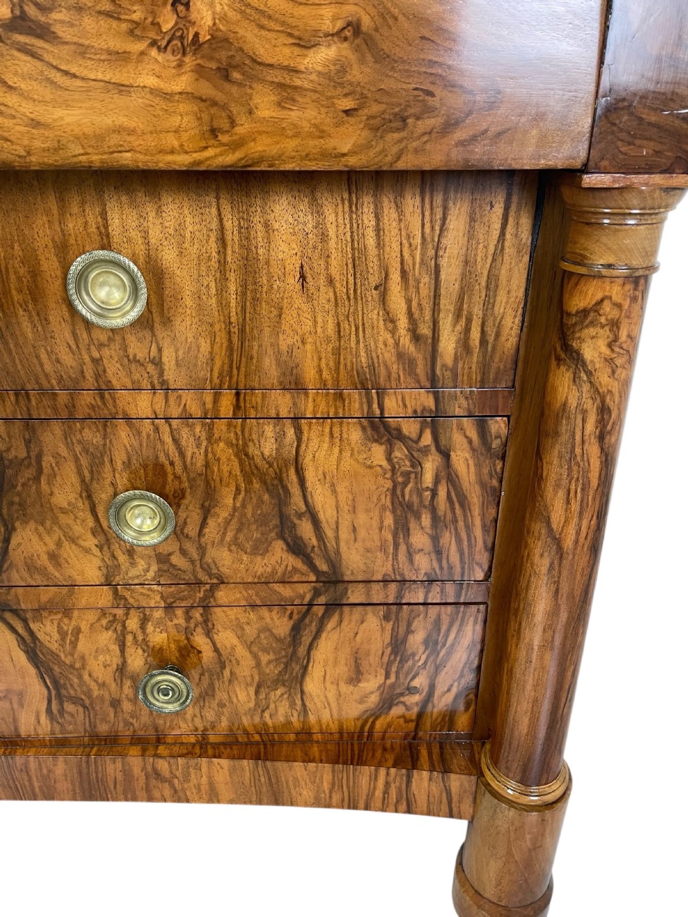 Early 19th Century French Empire Figured walnut Commode  View V