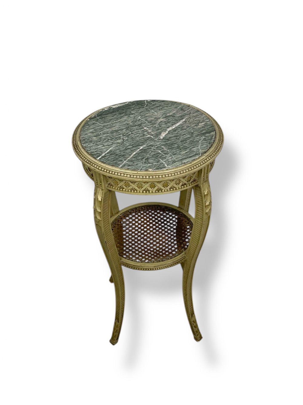 Pretty French marble top table in original paint 