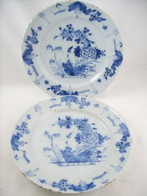 Pair of 18th C Delft Chargers