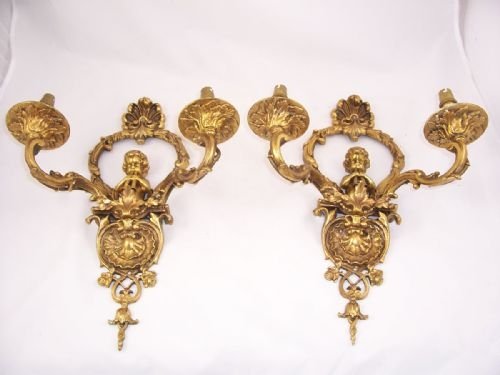 Pair (Or Set of Four) Gilt Brass Wall Sconces