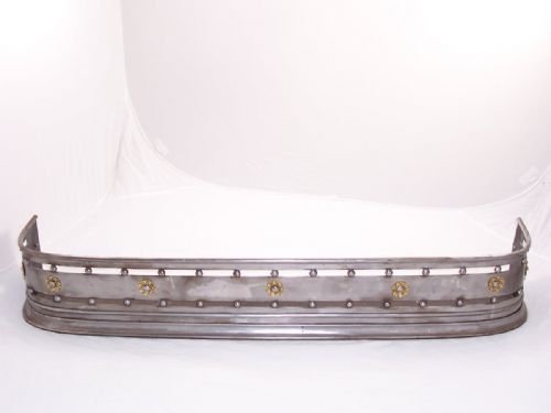 19th C Steel and Brass Rosette Fire Fender