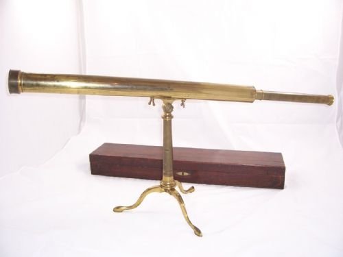 19th C Brass Telescope and Case
