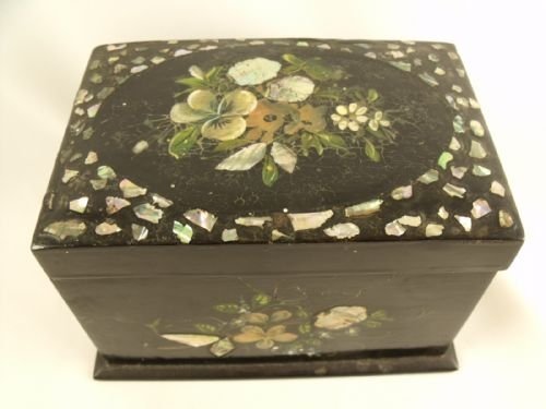 19th C Papier Mache Caddy