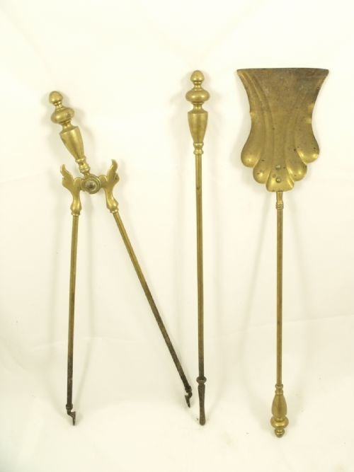 Set of 19th Century Brass Fire Tools