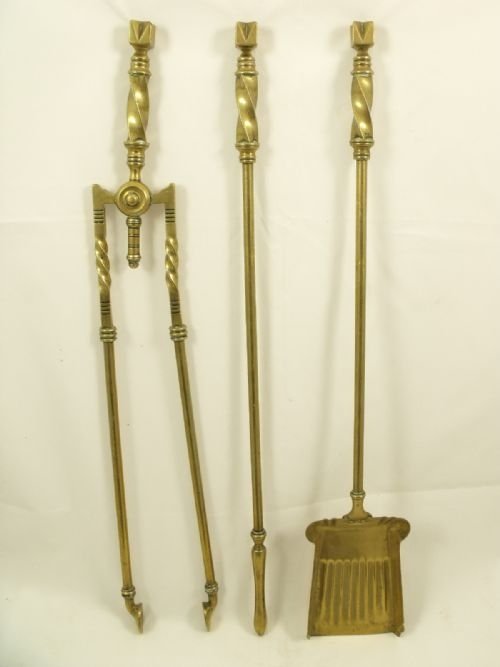 Set of 19th Century Brass Fire Tools